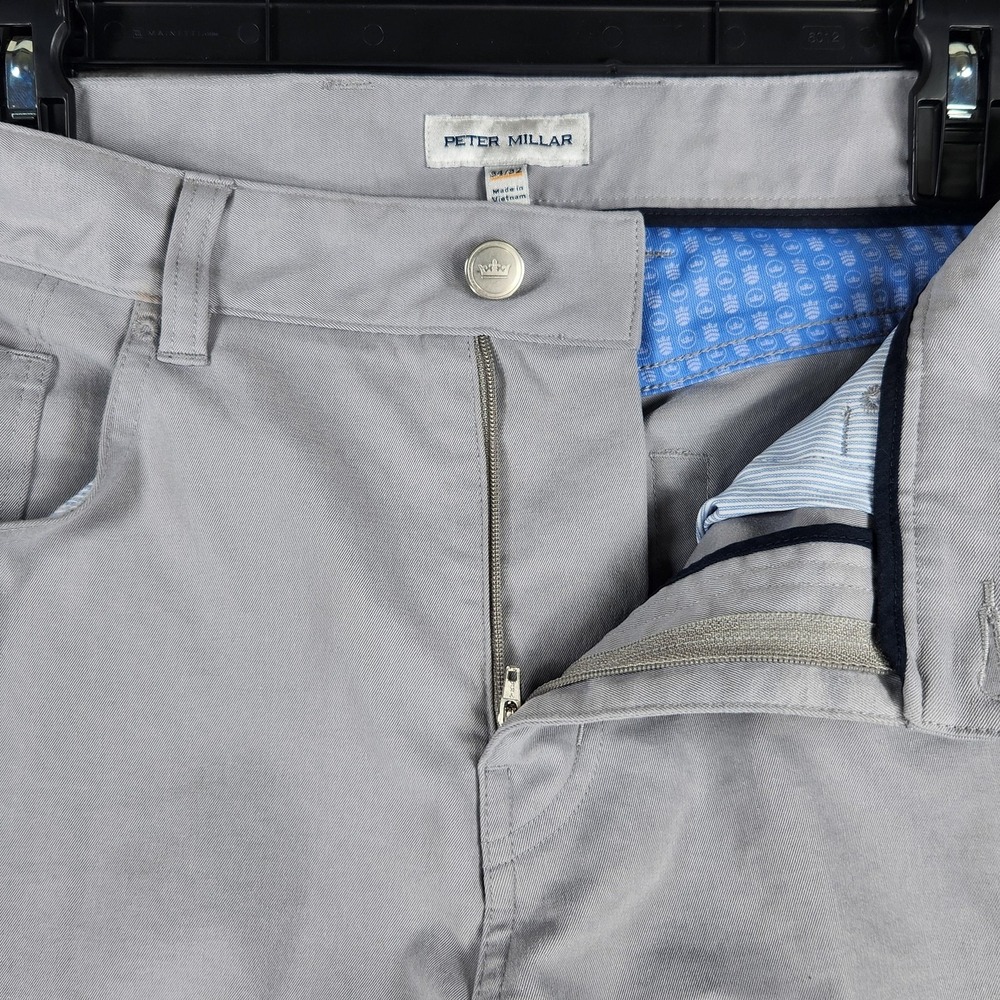 Peter Millar Pants Mens 34x32 Gray EB66 Performance 5 Pocket Chino Golf Casual - Picture 6 of 13